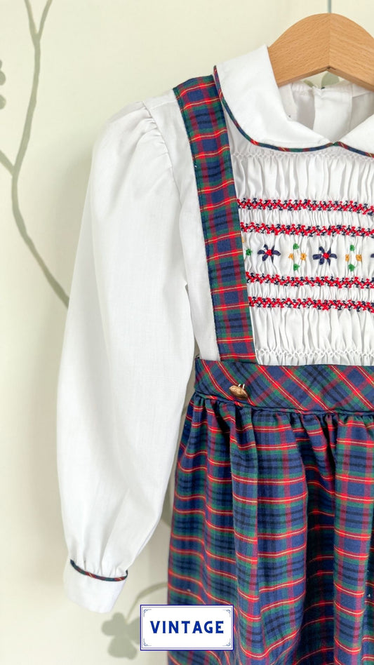 Vintage Polly Flinders Plaid Suspender Dress - Size 5