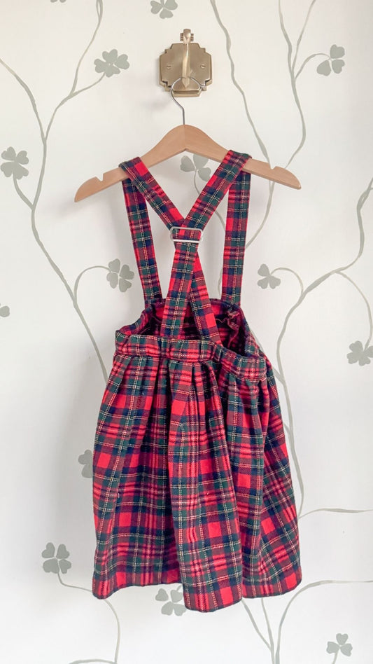 Vintage Plaid Suspender Skirt - 4 Years