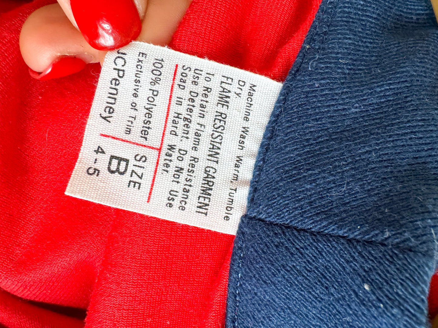 Vintage JCPenney Red/Navy light fleece robe - 4/5 Years