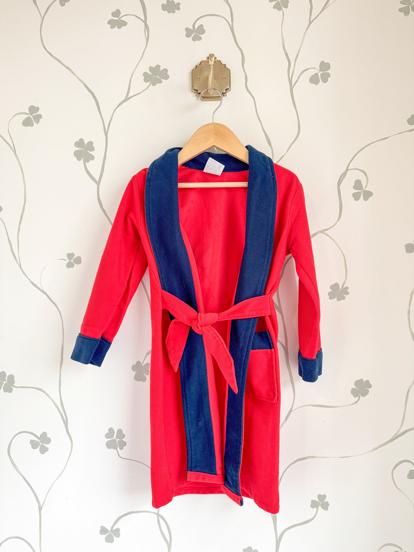 Vintage JCPenney Red/Navy light fleece robe - 4/5 Years