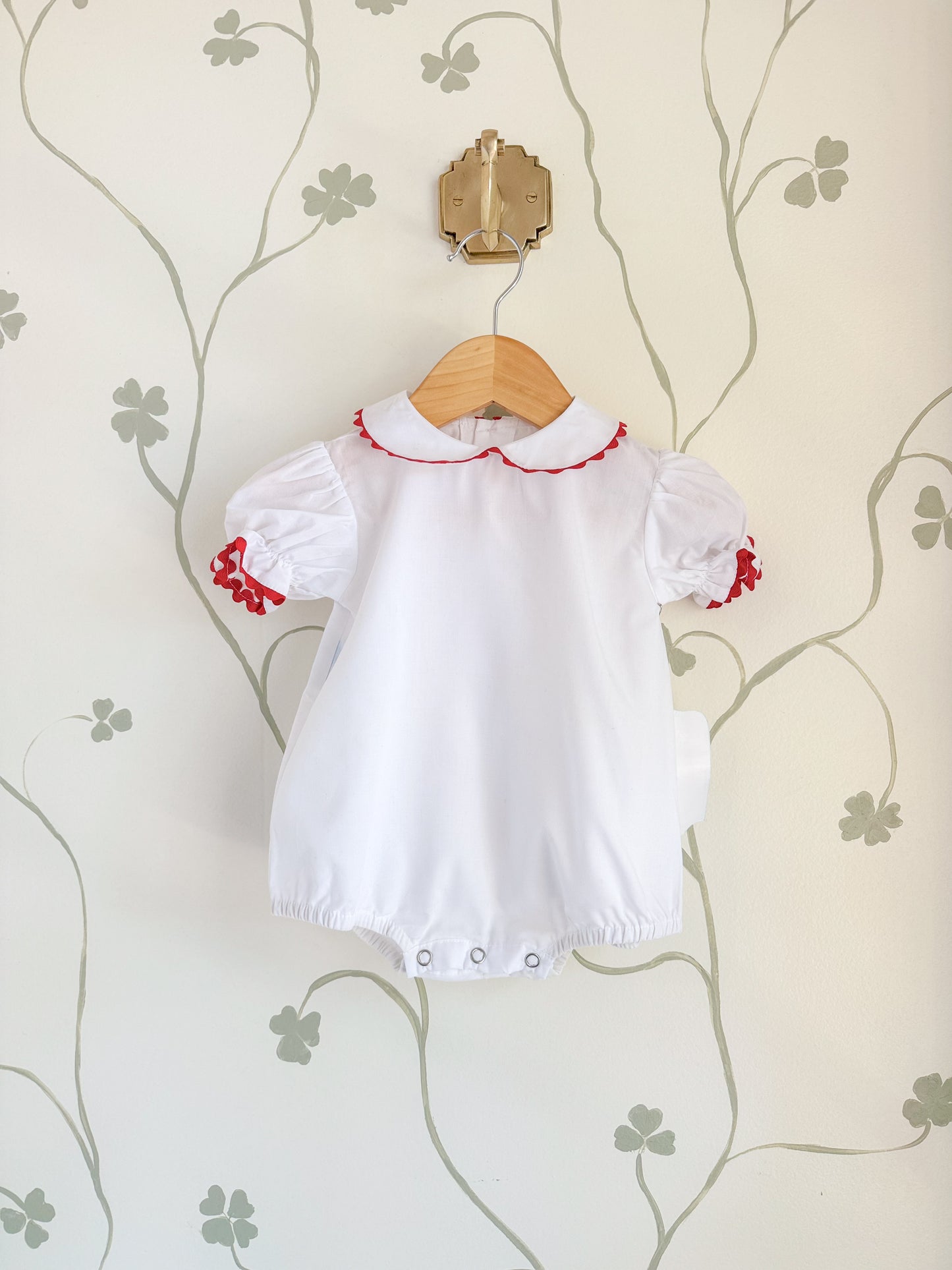 NWT Remember Nguyen white & red ric-rac collared onesie