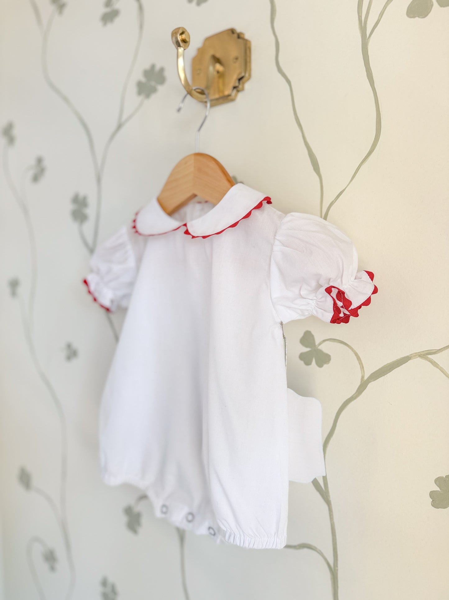 NWT Remember Nguyen white & red ric-rac collared onesie