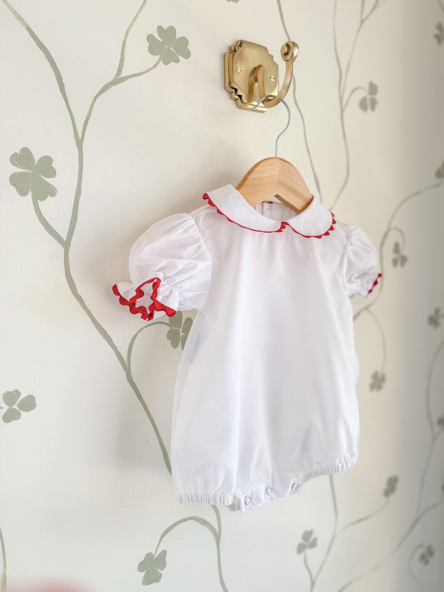 NWT Remember Nguyen white & red ric-rac collared onesie