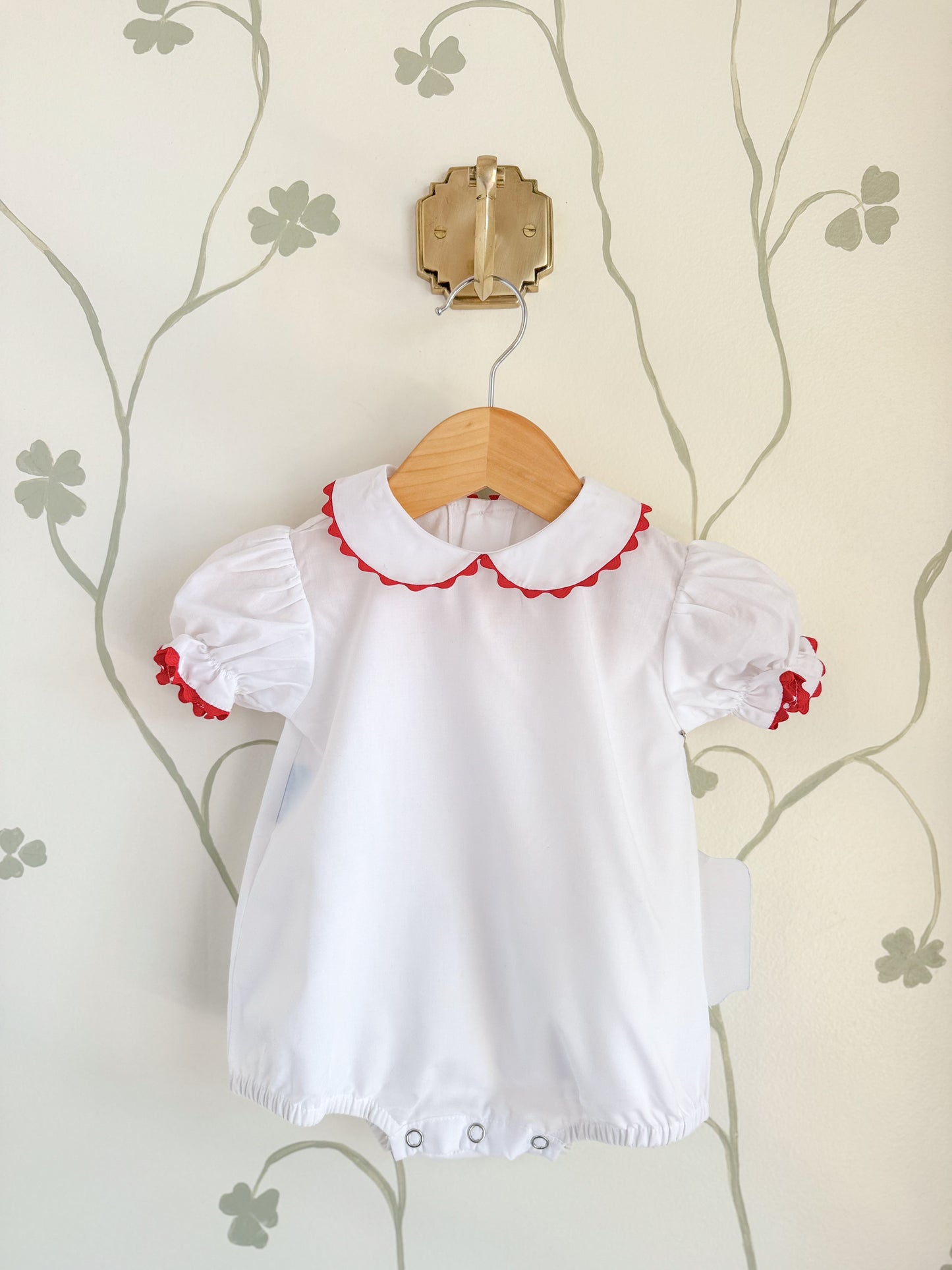 NWT Remember Nguyen white & red ric-rac collared onesie