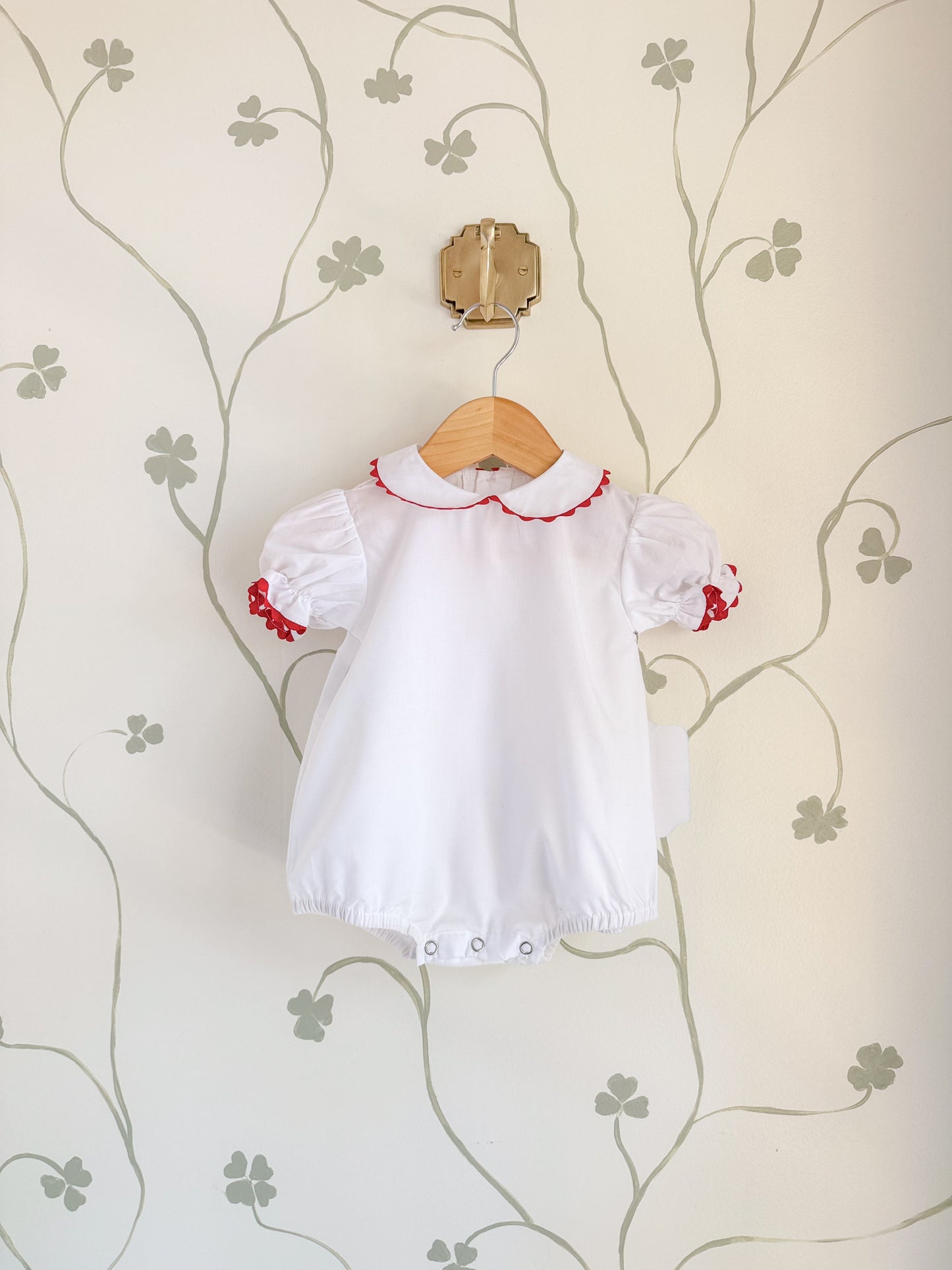NWT Remember Nguyen white & red ric-rac collared onesie