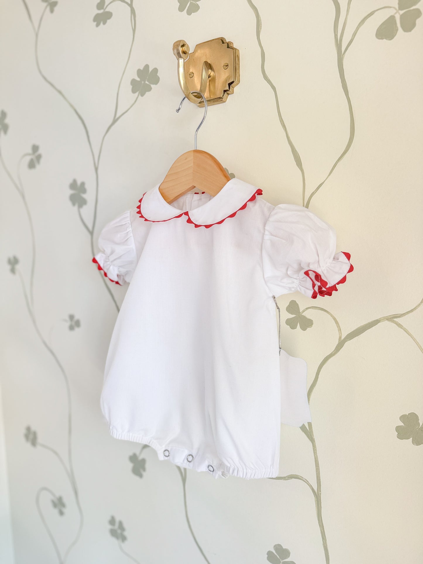NWT Remember Nguyen white & red ric-rac collared onesie