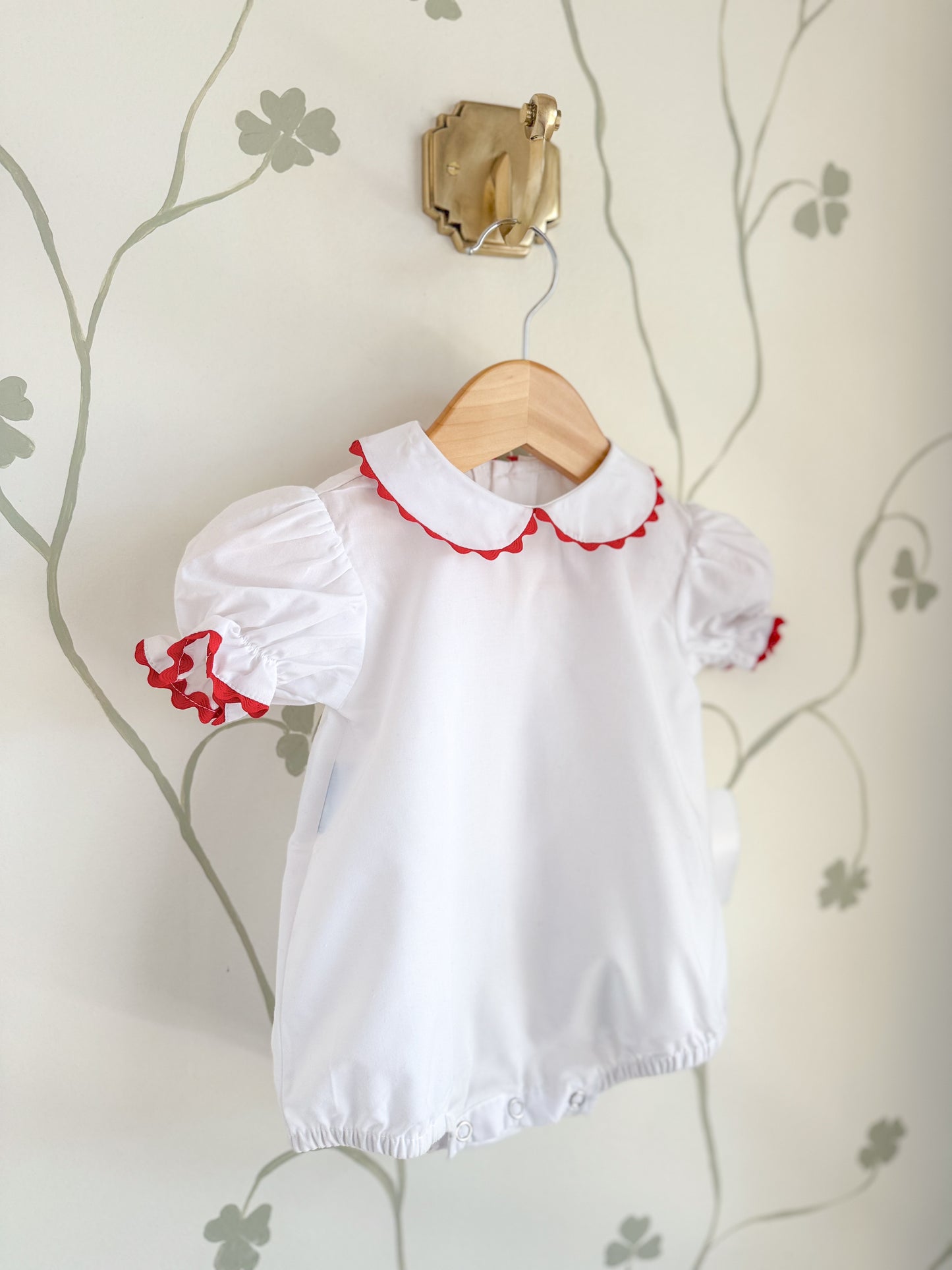 NWT Remember Nguyen white & red ric-rac collared onesie