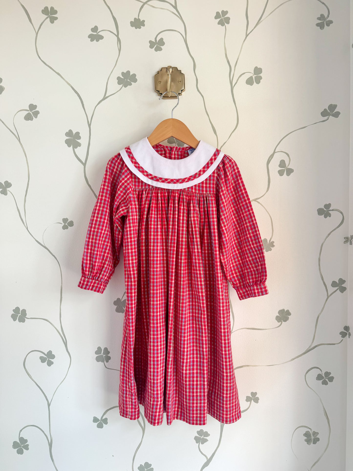 Vintage Kelly's Kids Plaid Dress with collar - 4(+) Years