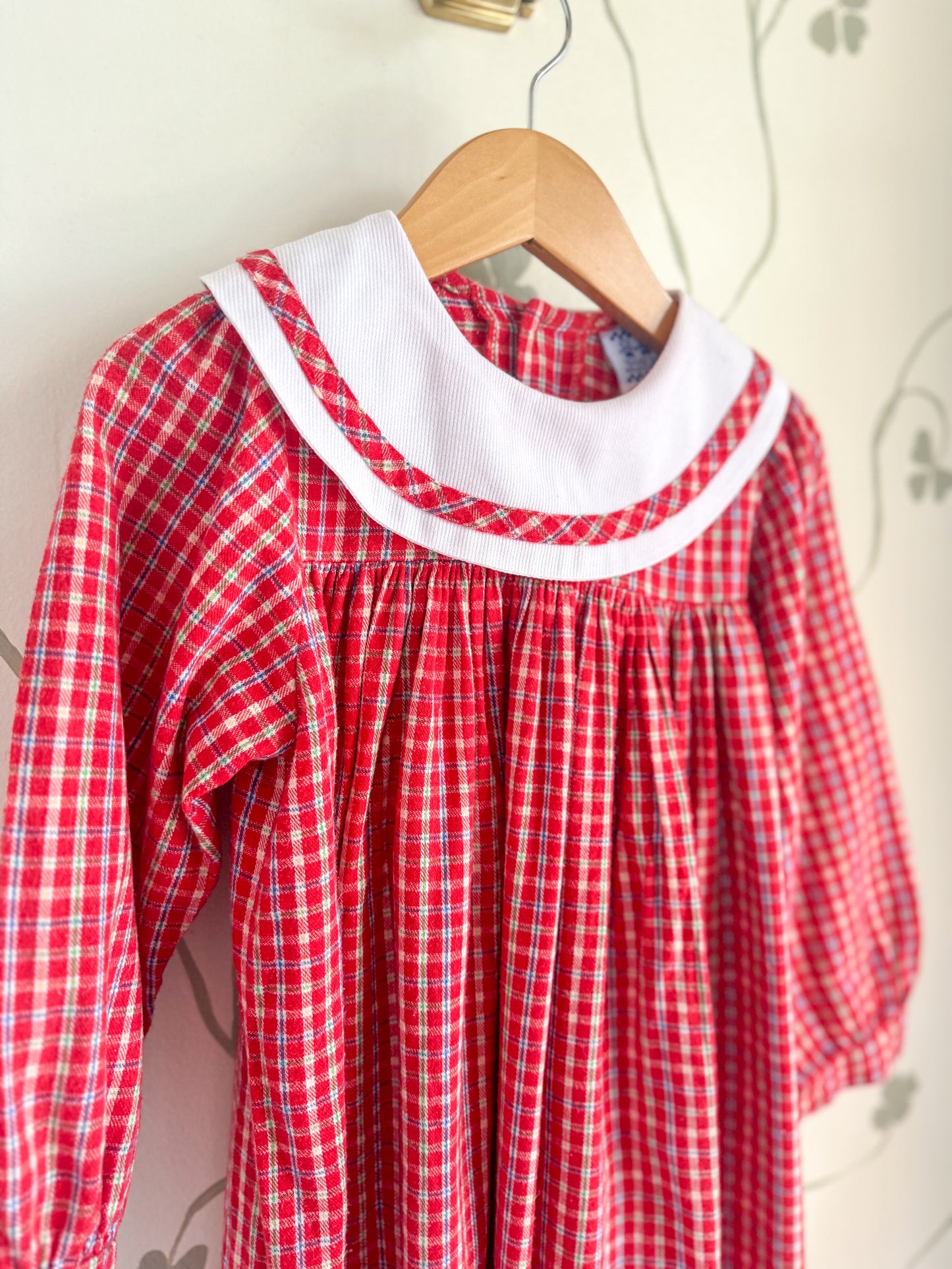 Vintage Kelly's Kids Plaid Dress with collar - 4(+) Years