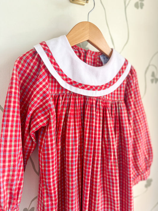 Vintage Kelly's Kids Plaid Dress with collar - 4(+) Years
