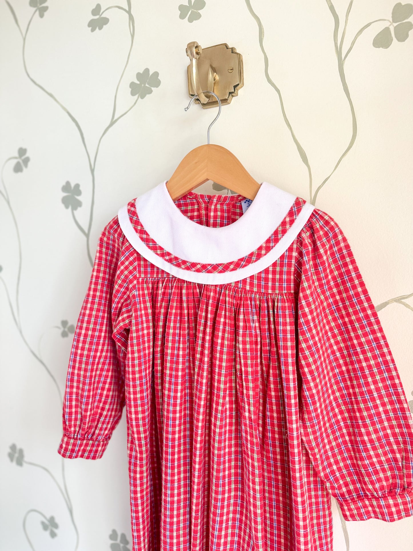 Vintage Kelly's Kids Plaid Dress with collar - 4(+) Years