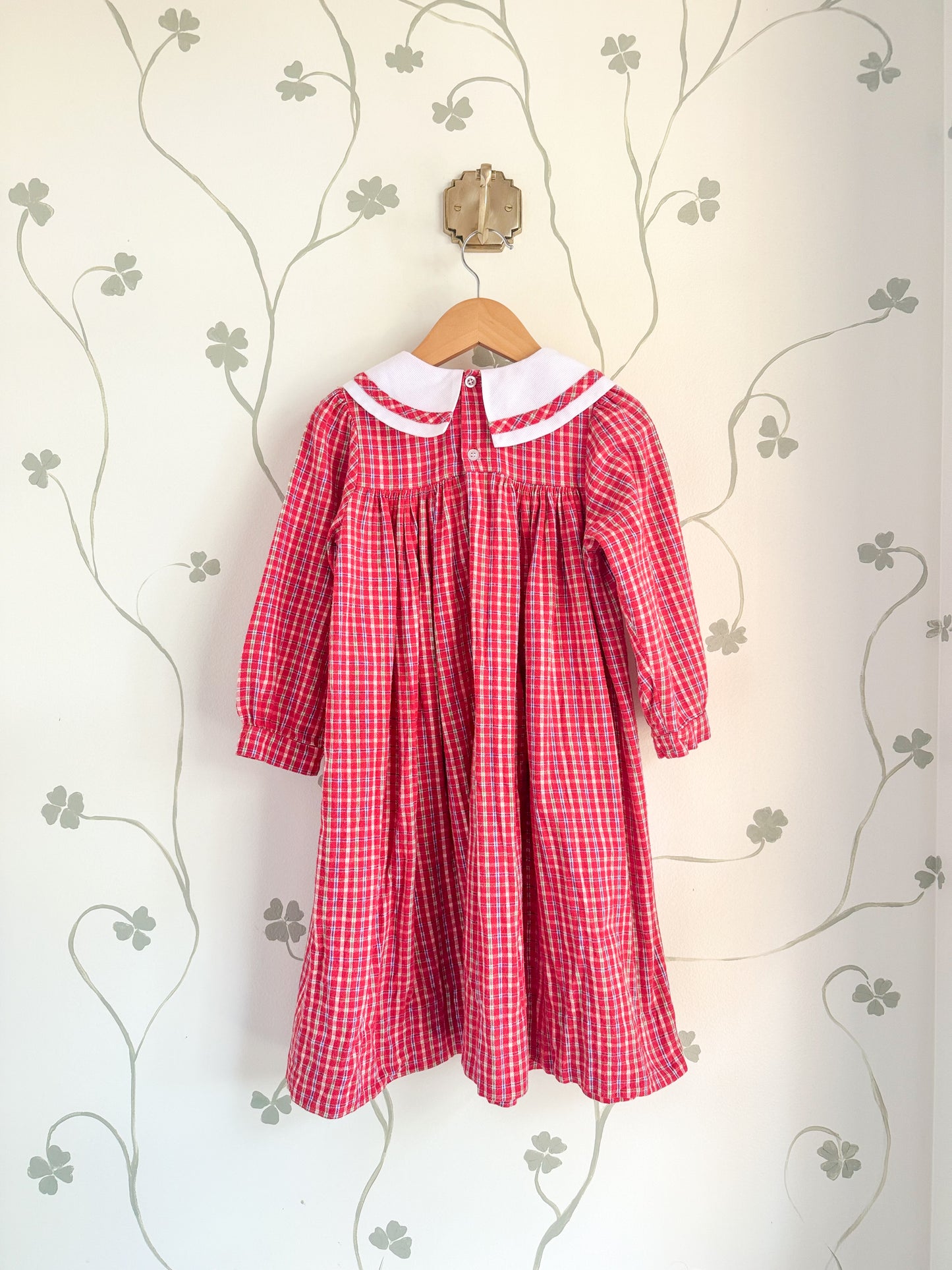 Vintage Kelly's Kids Plaid Dress with collar - 4(+) Years