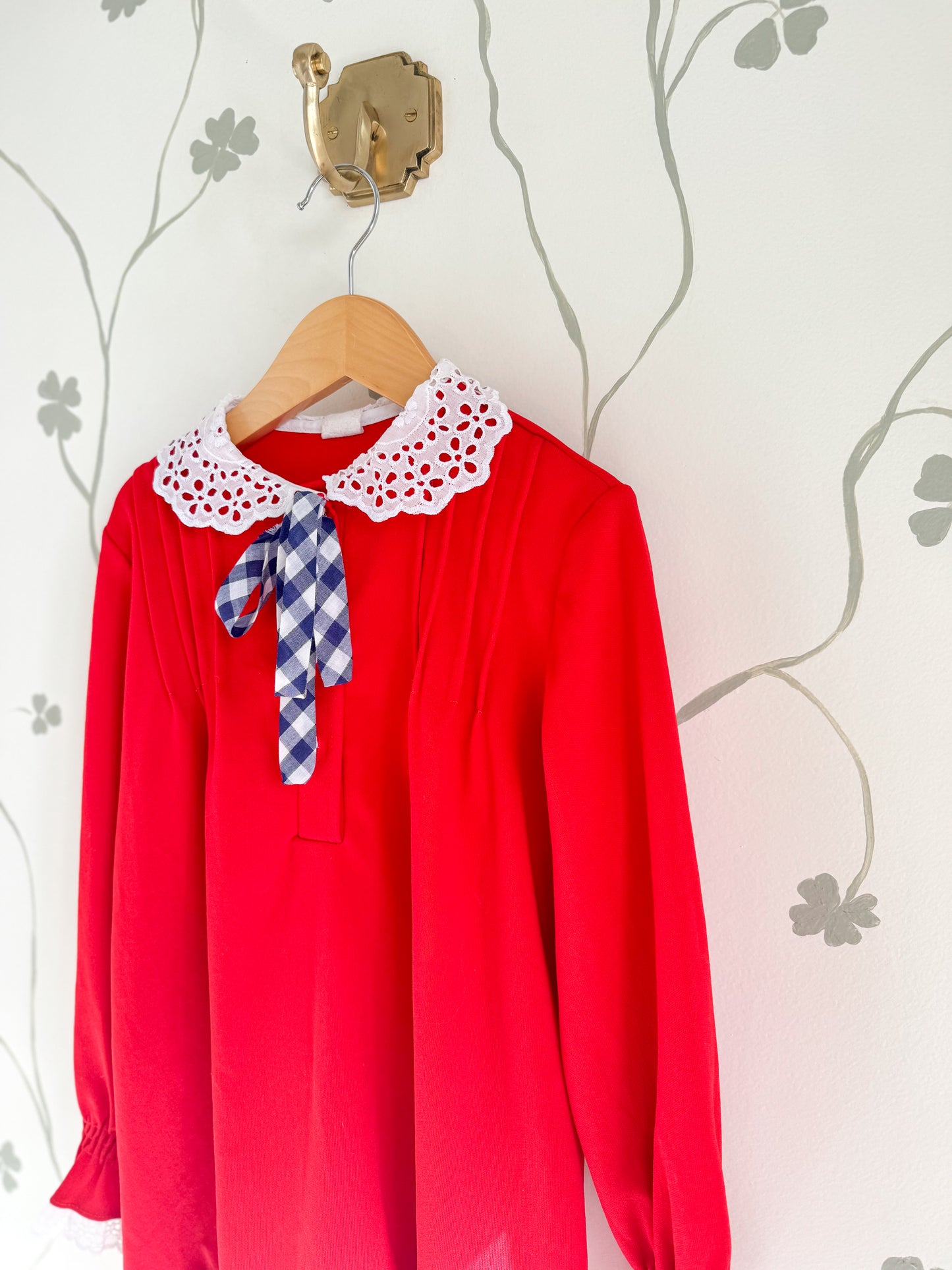 Vintage Sweetheart Collar Red Dress - 7-8 Years