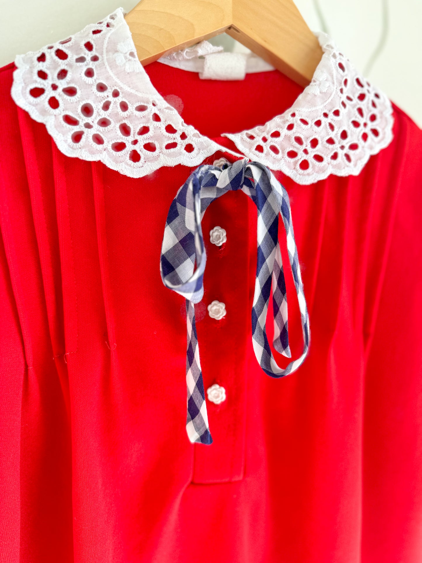 Vintage Sweetheart Collar Red Dress - 7-8 Years