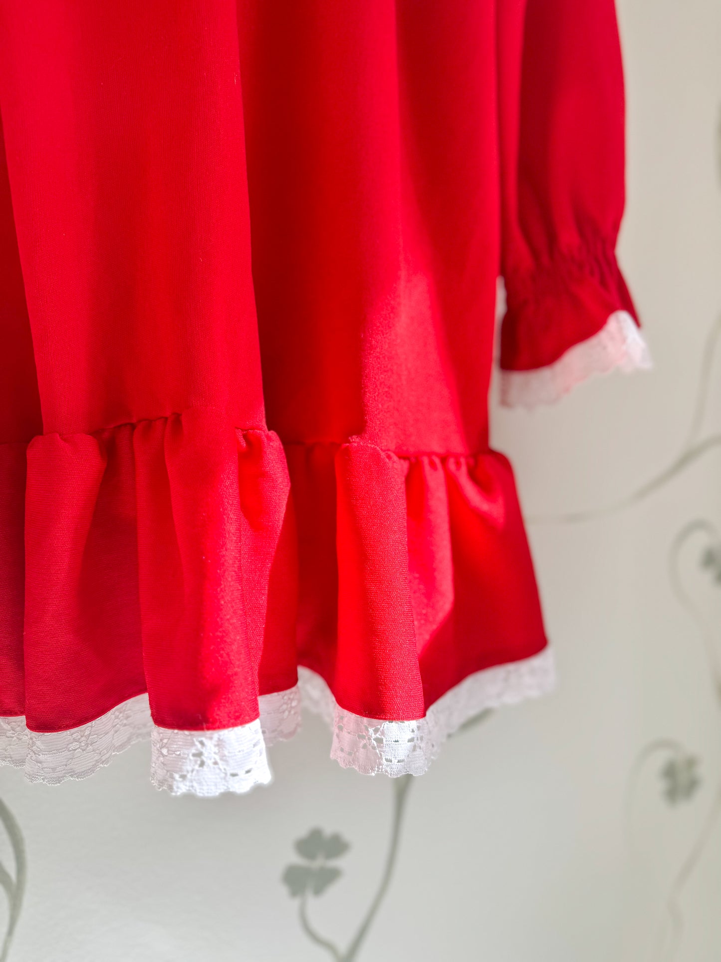 Vintage Sweetheart Collar Red Dress - 7-8 Years