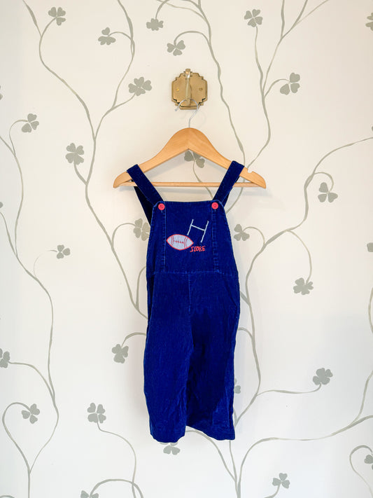 Vintage Football Navy corduroy overalls 12 months