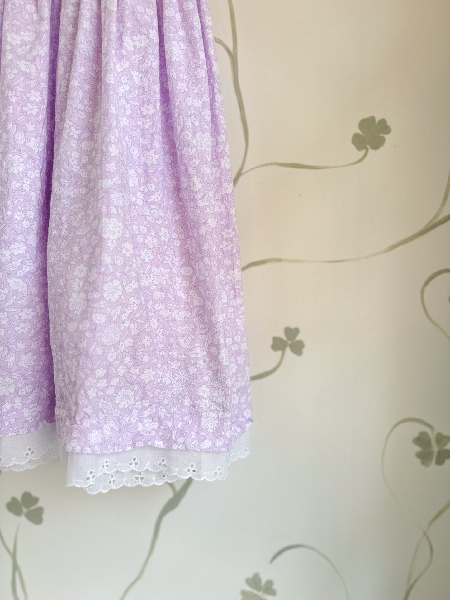 Vintage Polly Flinders Hand Smocked Lavender Dress - Size 10