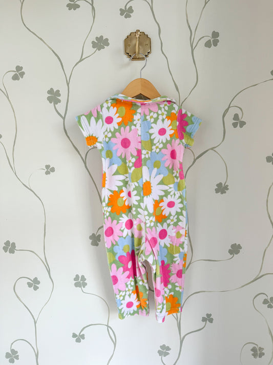 Land's End French Terry Retro Floral Romper - 2T