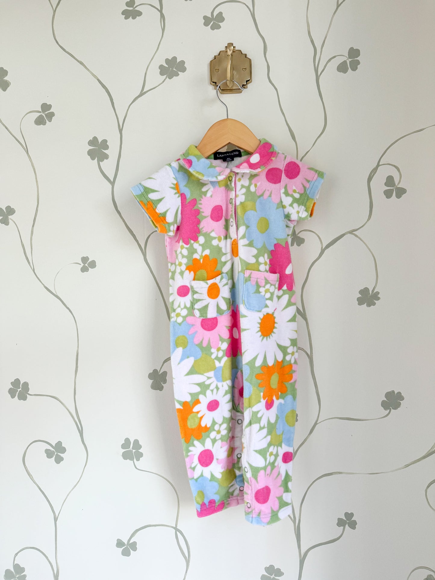 Land's End French Terry Retro Floral Romper - 2T