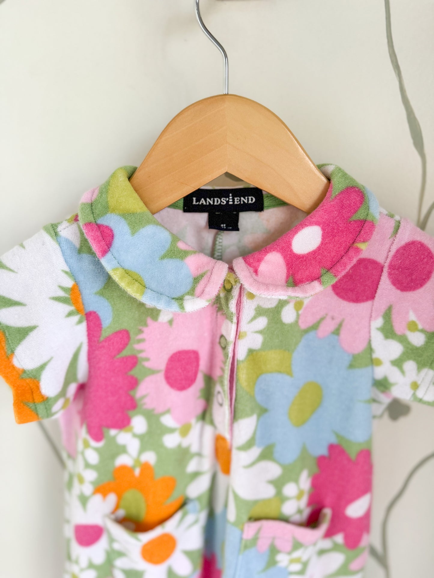 Land's End French Terry Retro Floral Romper - 2T