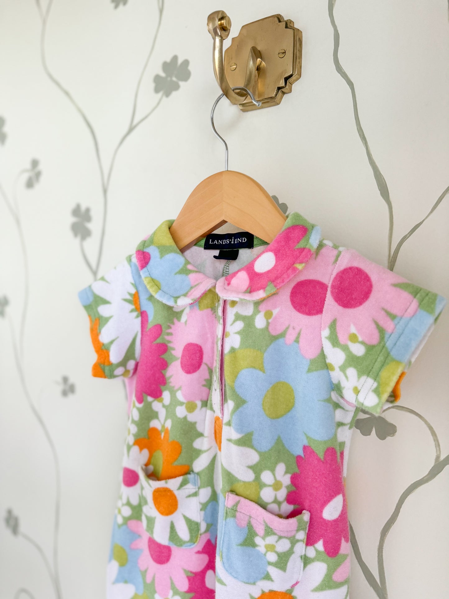 Land's End French Terry Retro Floral Romper - 2T