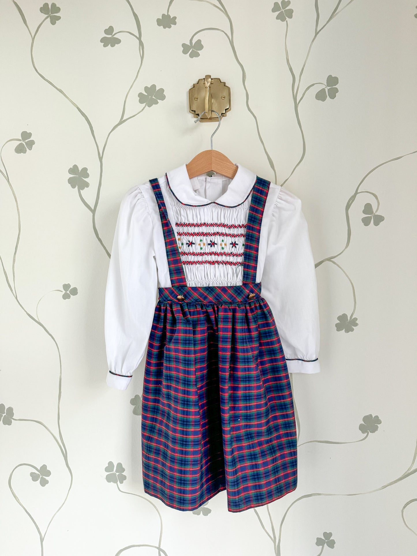 Vintage Polly Flinders Plaid Suspender Dress - Size 5