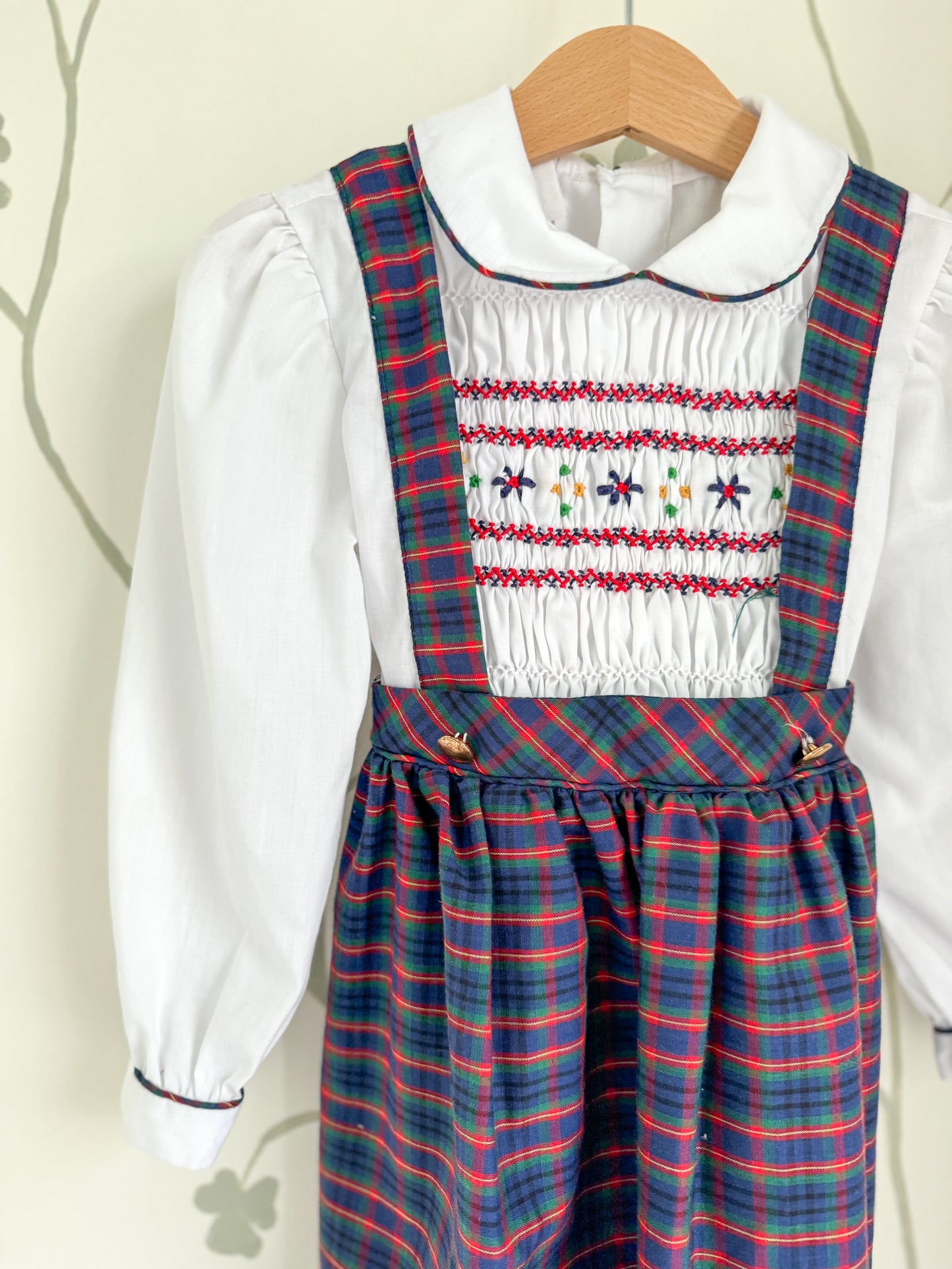 Vintage Polly Flinders Plaid Suspender Dress - Size 5