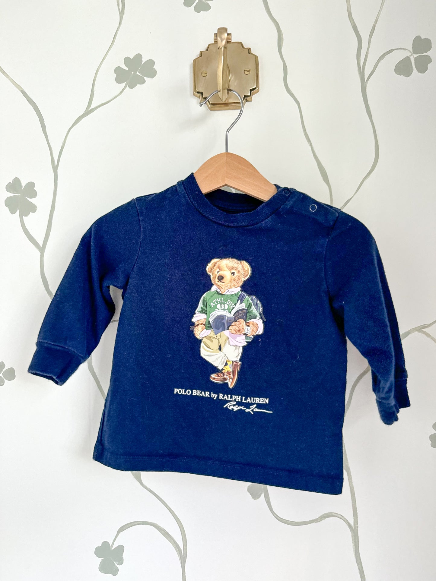 Ralph Lauren Grey L/S Tee - Student Bear 9M