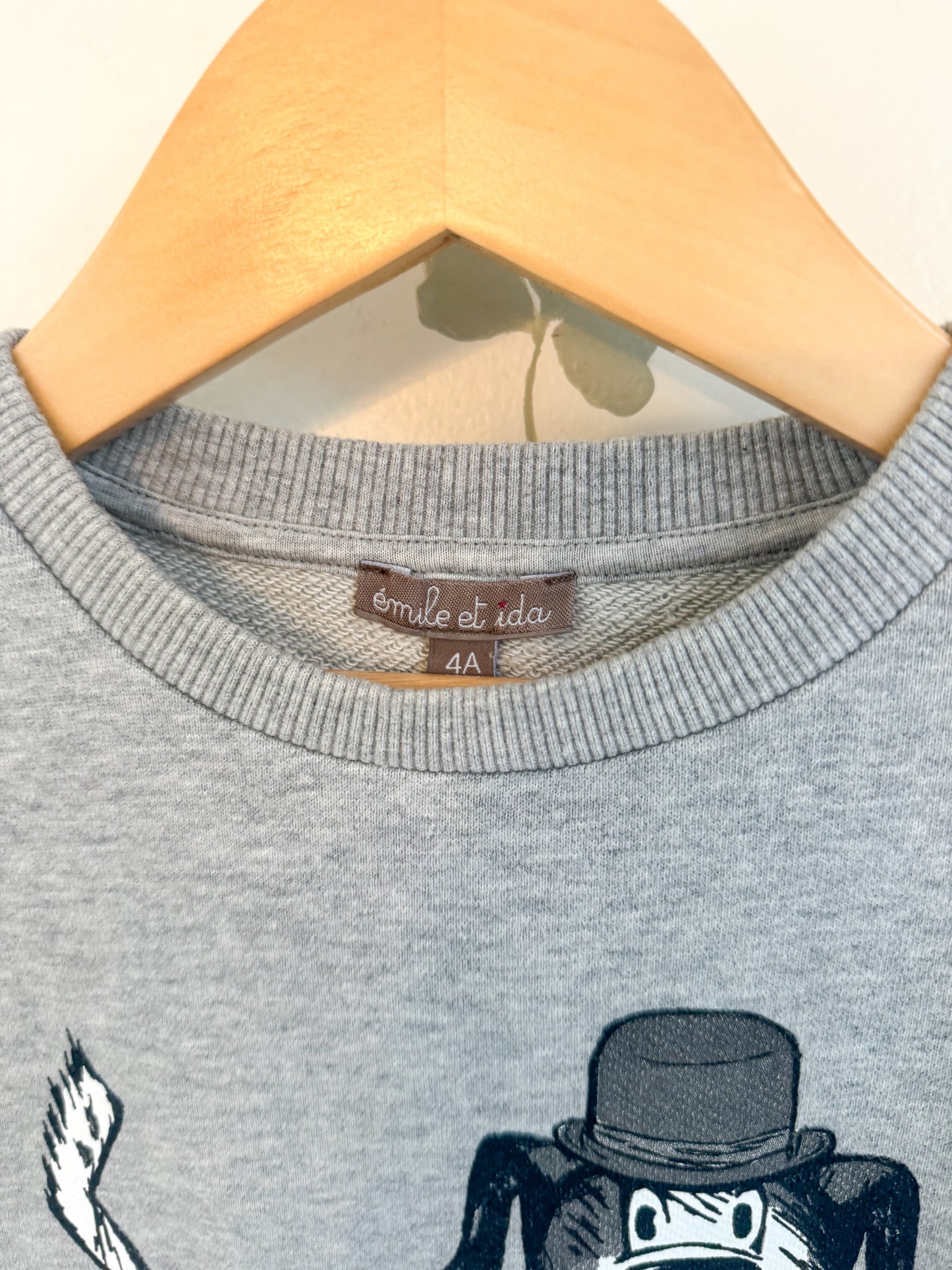 Emile et Ida Grey Dog with Top-hat Crewneck - Size 4