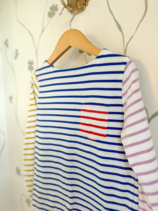 Mini Boden Rainbow Breton L/S Stripe Tee - 7/8 Years