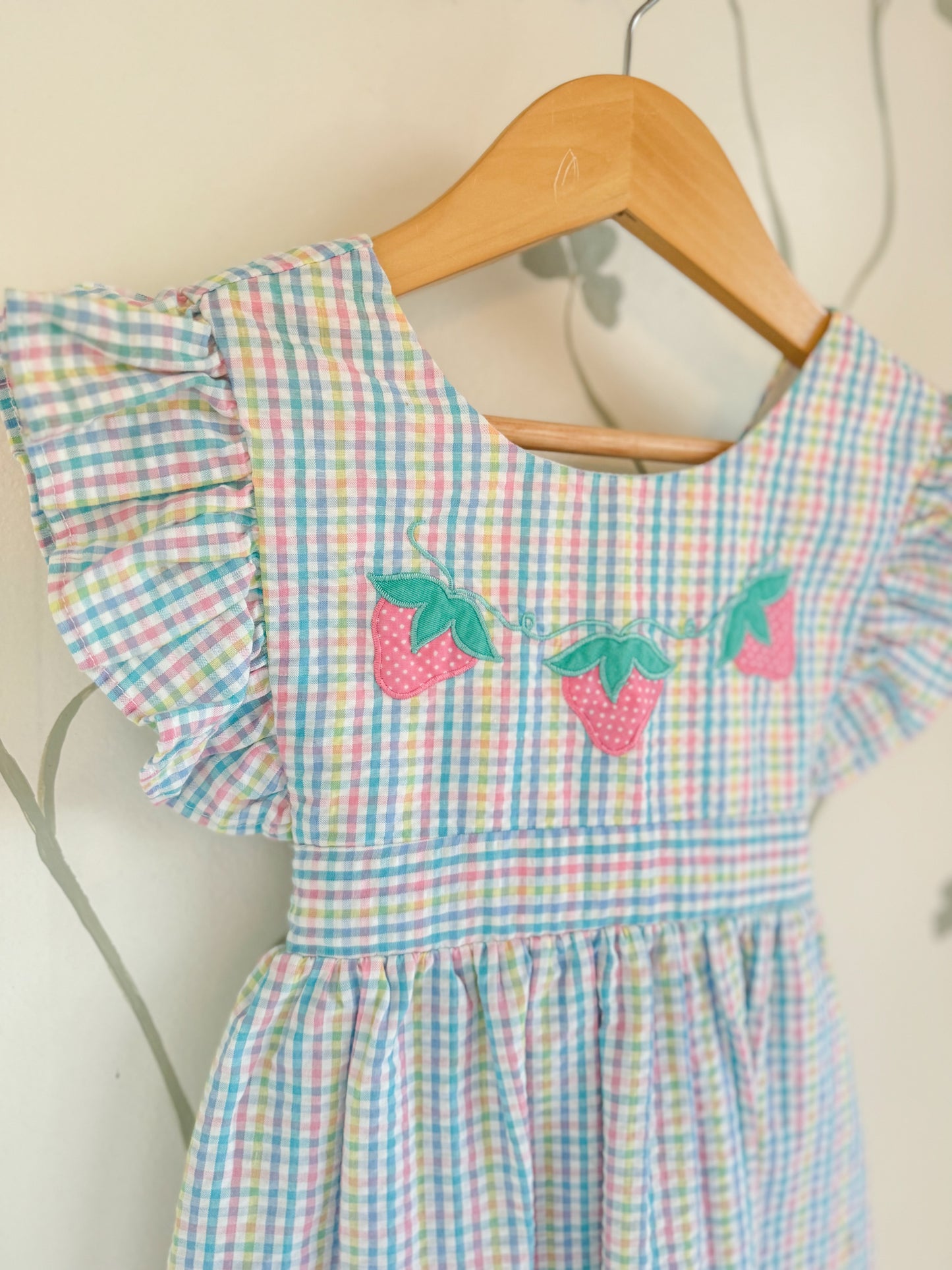 Vintage Samara Strawberry Seersucker Gingham Dress - 6