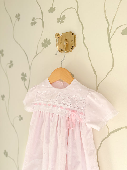 Vintage Alexis Soft Pink Embroidered Dress - 2/3 Years