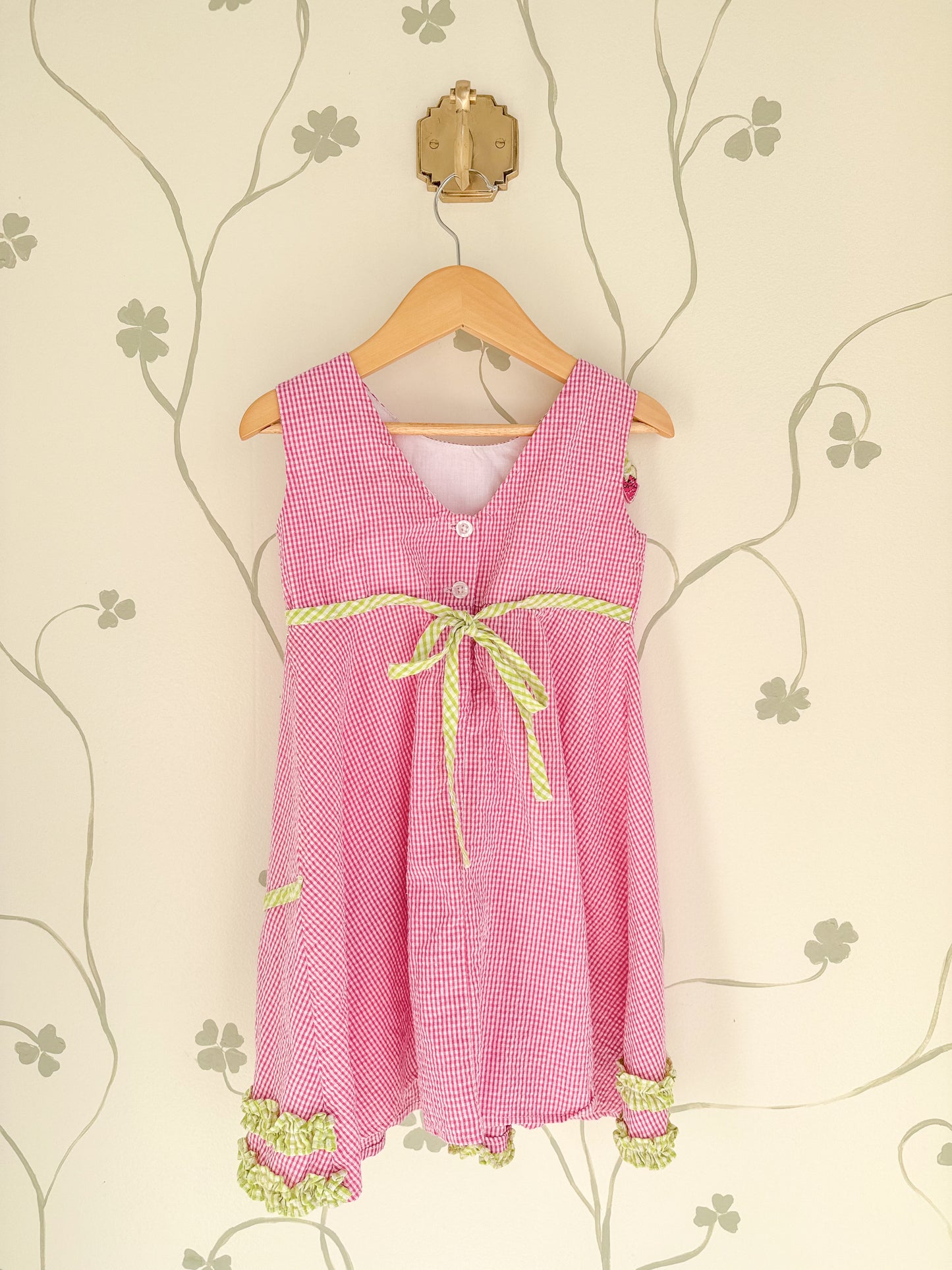Blueberi Boulevard Seersucker Strawberry Pocket Dress - Size 5