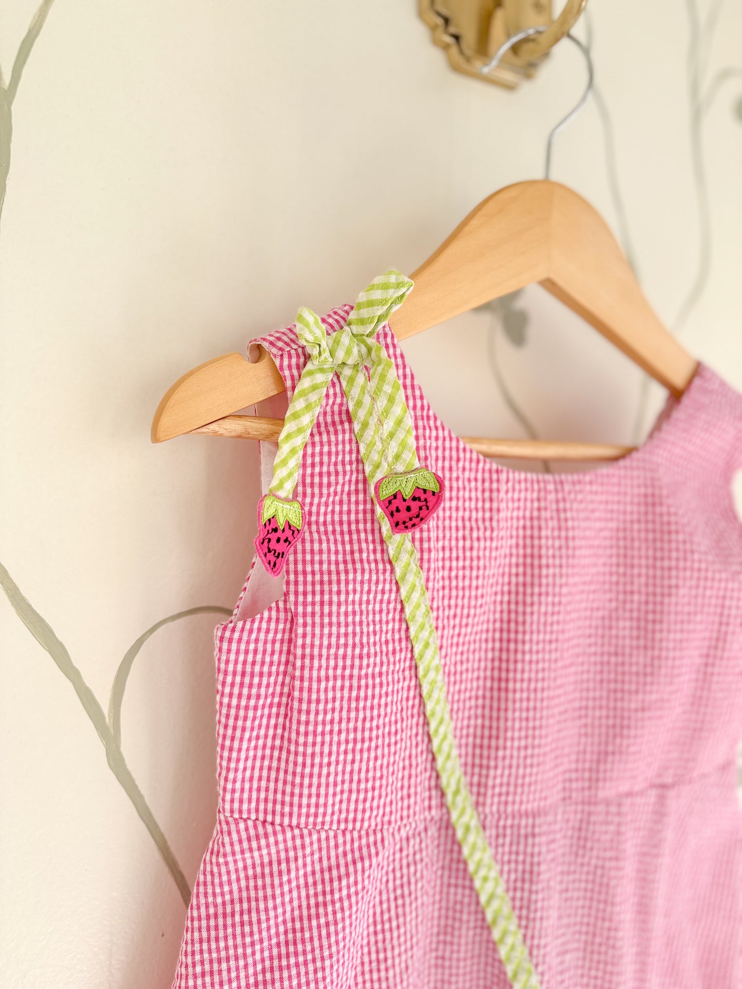 Blueberi Boulevard Seersucker Strawberry Pocket Dress - Size 5