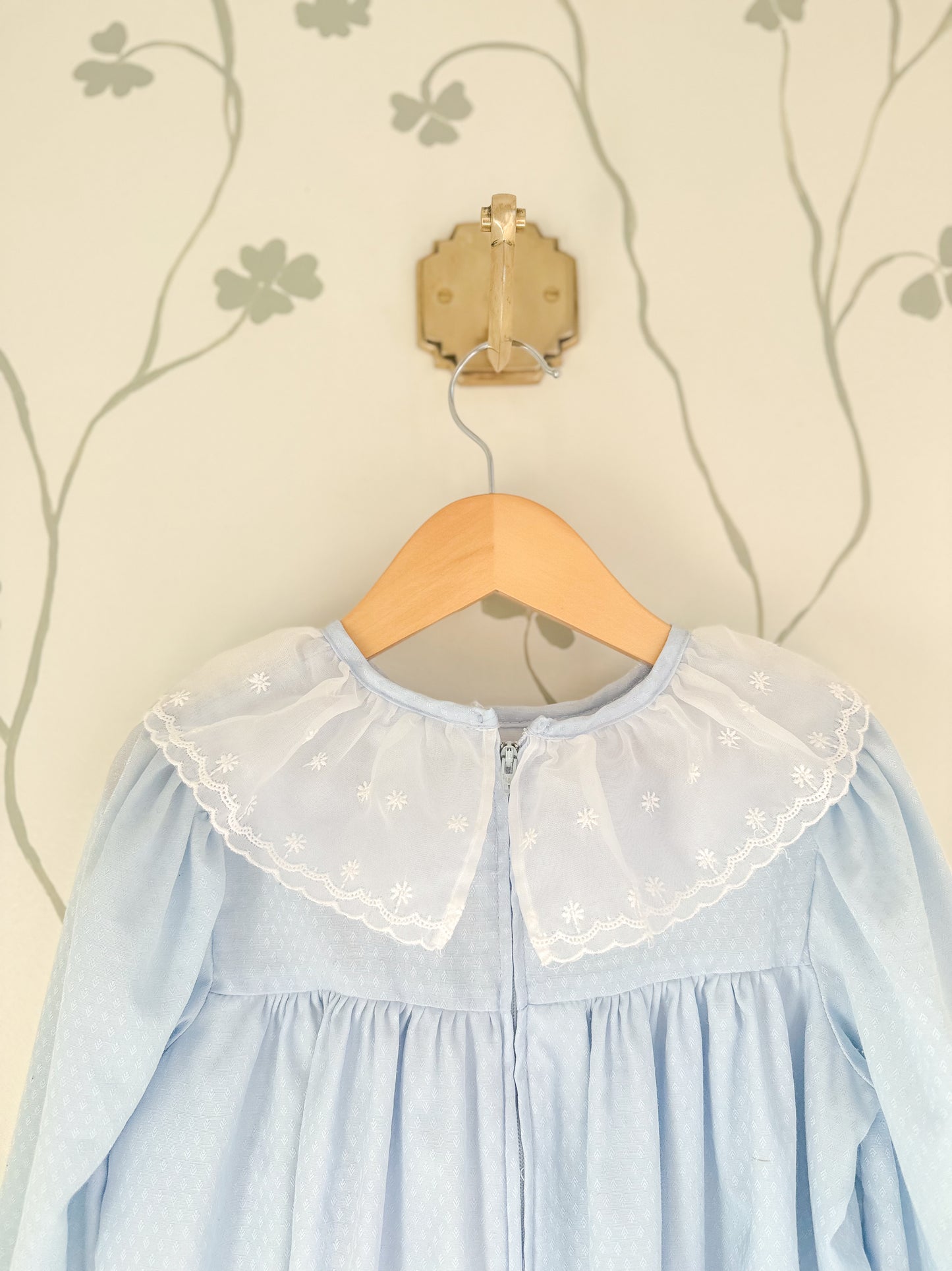 Vintage Coming Thing Pale Blue L/S Lace Collar Dress - Size 6