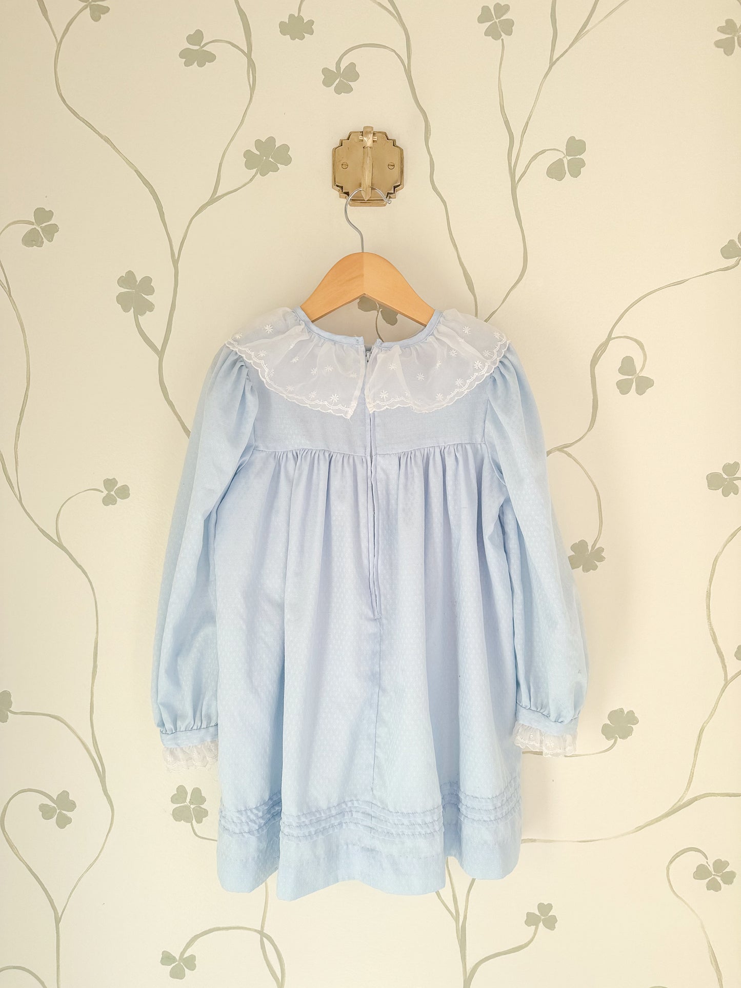 Vintage Coming Thing Pale Blue L/S Lace Collar Dress - Size 6
