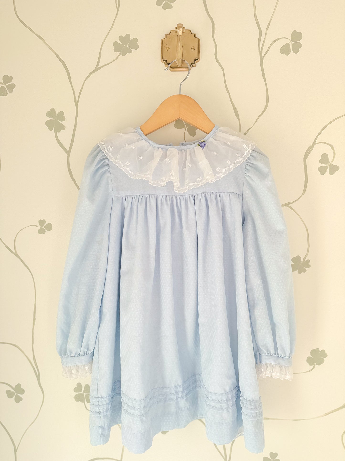 Vintage Coming Thing Pale Blue L/S Lace Collar Dress - Size 6