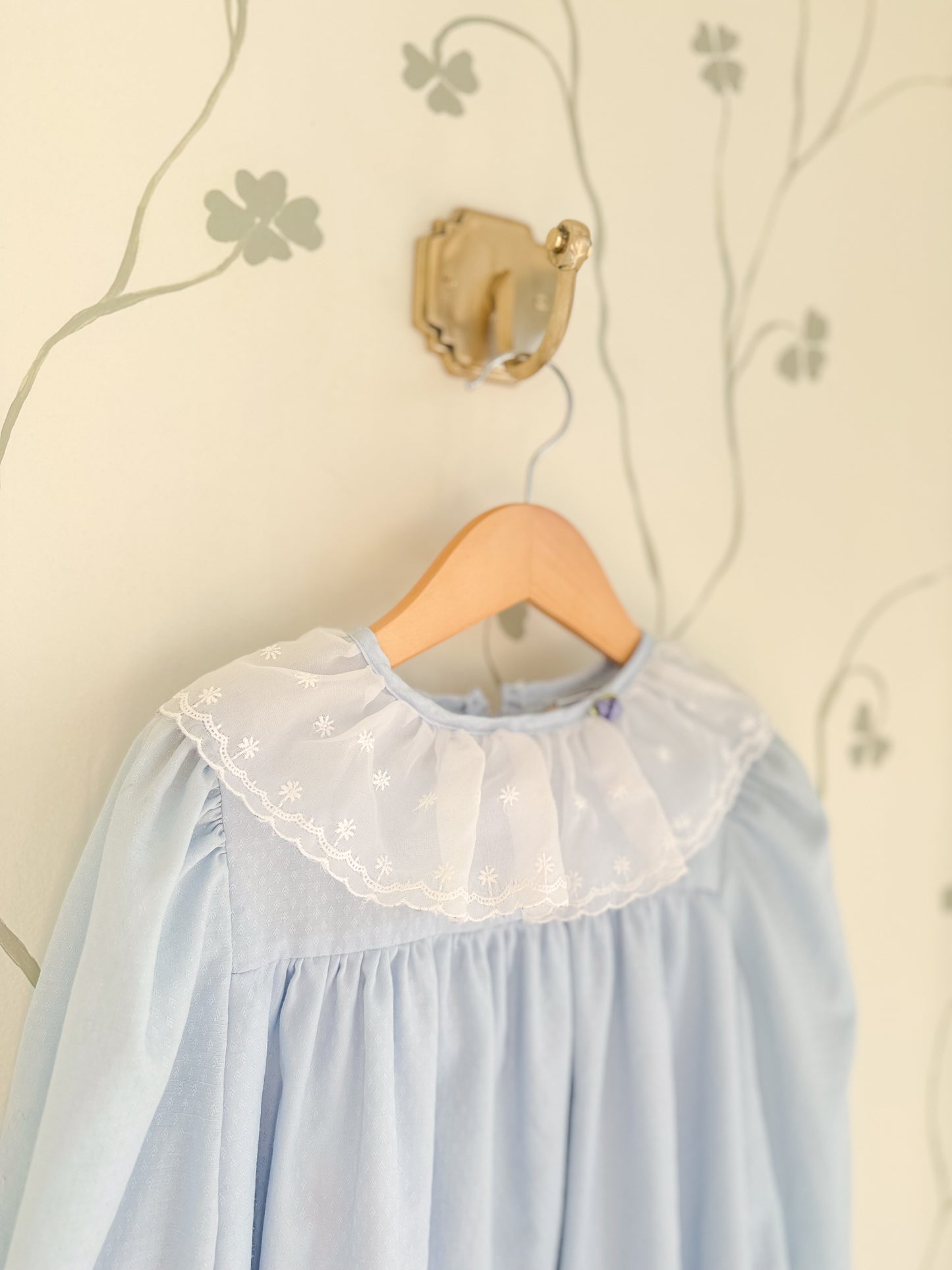 Vintage Coming Thing Pale Blue L/S Lace Collar Dress - Size 6