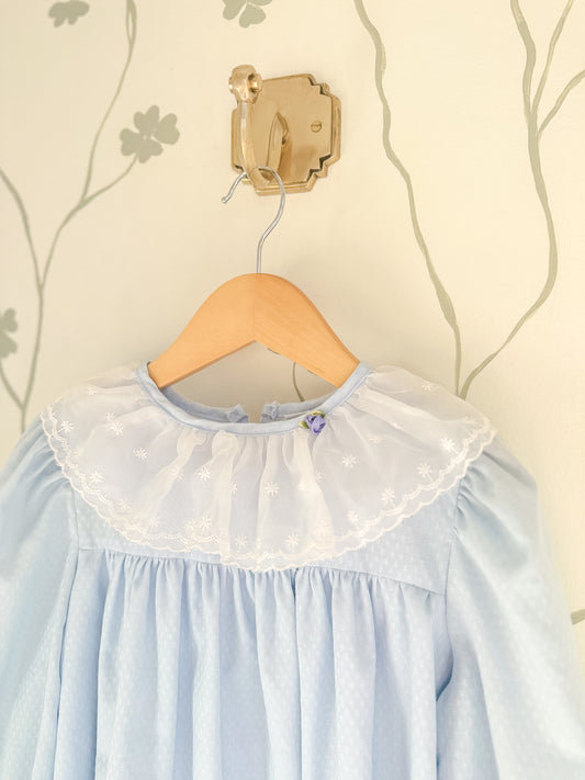 Vintage Coming Thing Pale Blue L/S Lace Collar Dress - Size 6