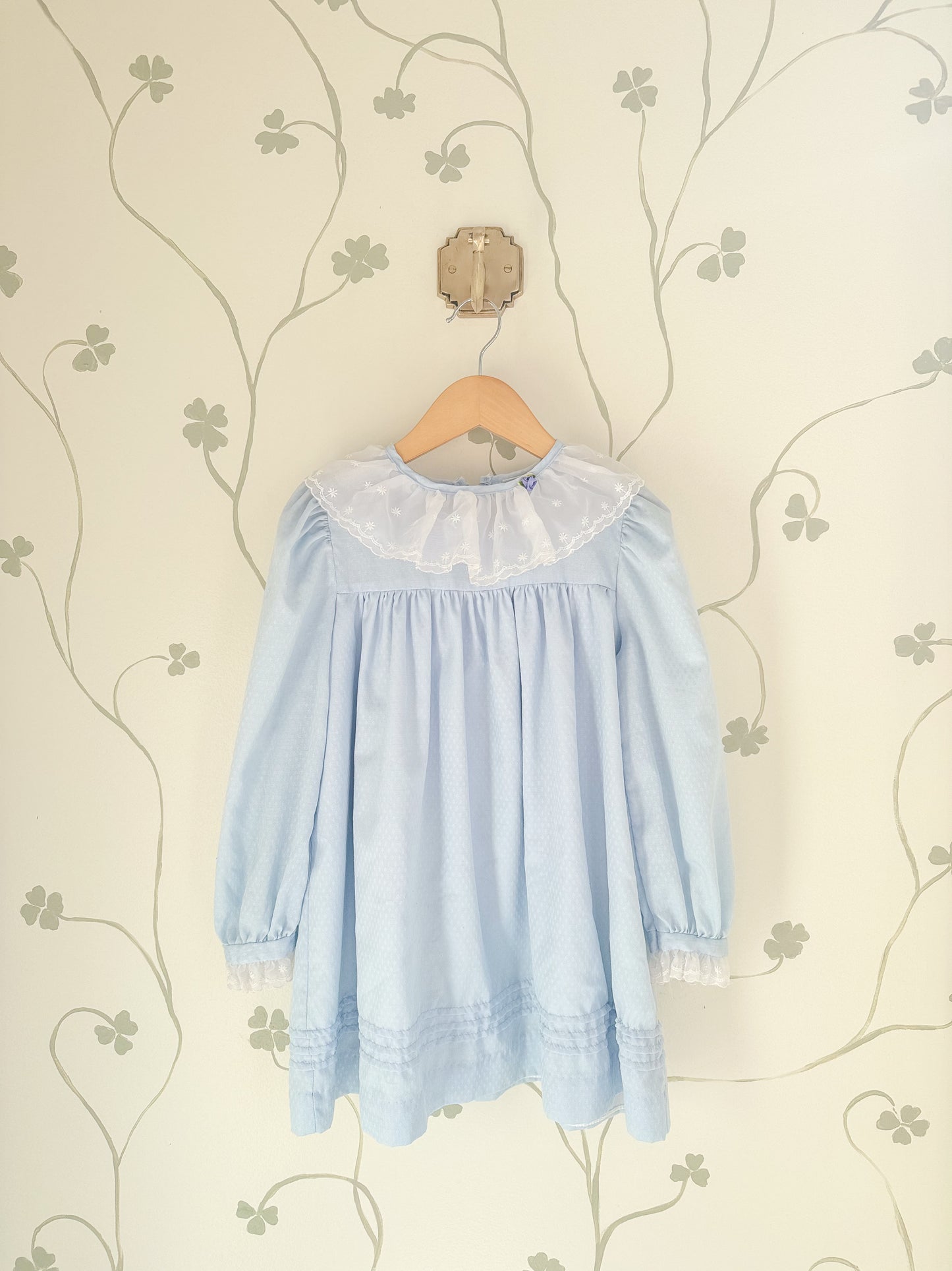 Vintage Coming Thing Pale Blue L/S Lace Collar Dress - Size 6