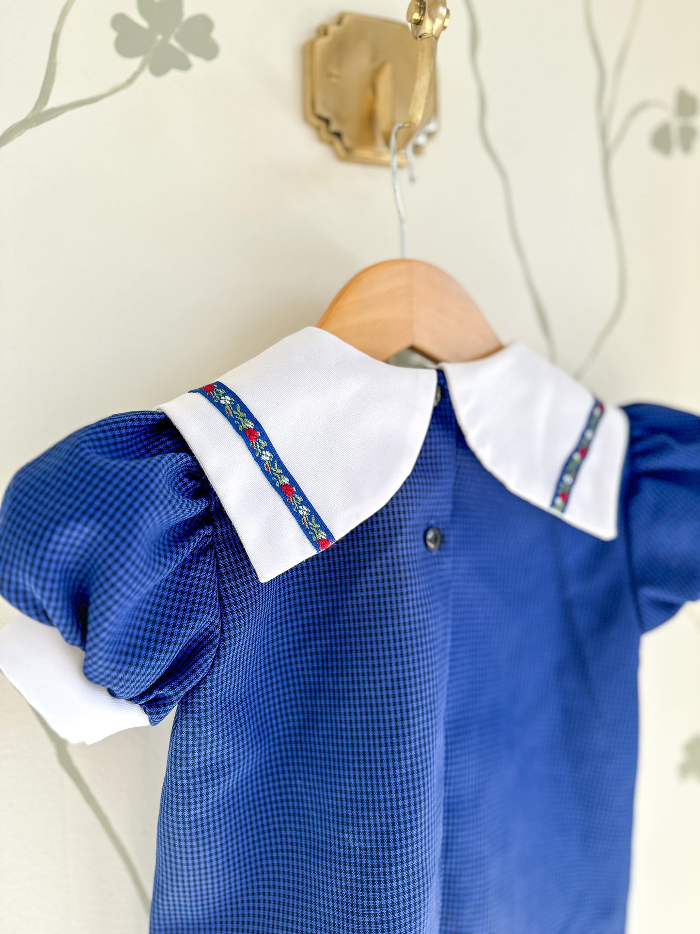Vintage Piccolo Navy with White Bib Dress - 3T