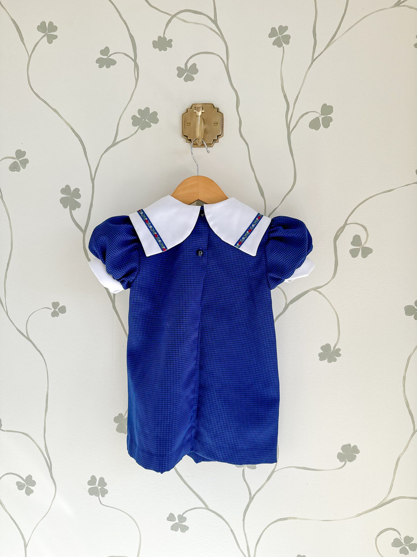 Vintage Piccolo Navy with White Bib Dress - 3T