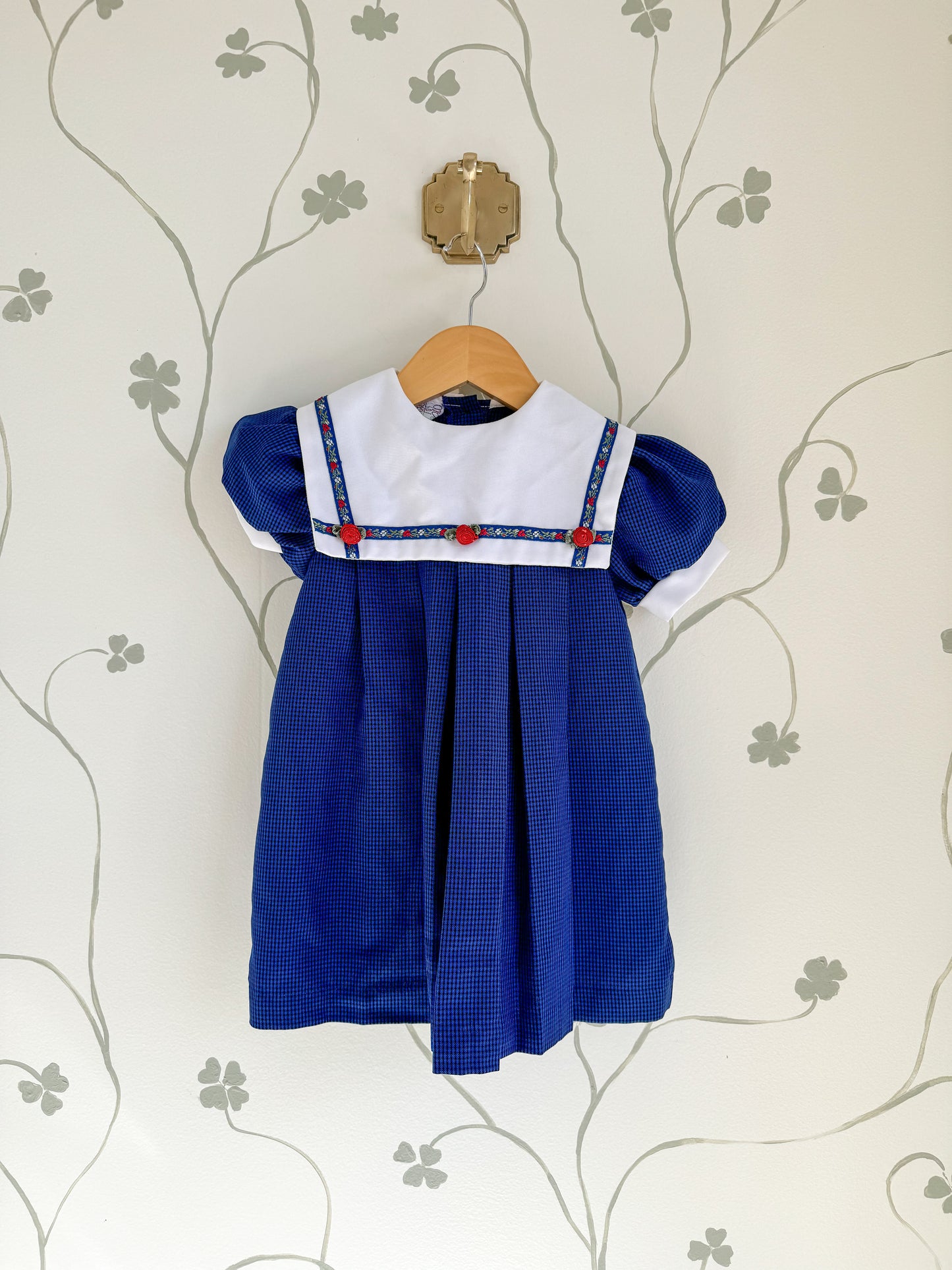 Vintage Piccolo Navy with White Bib Dress - 3T