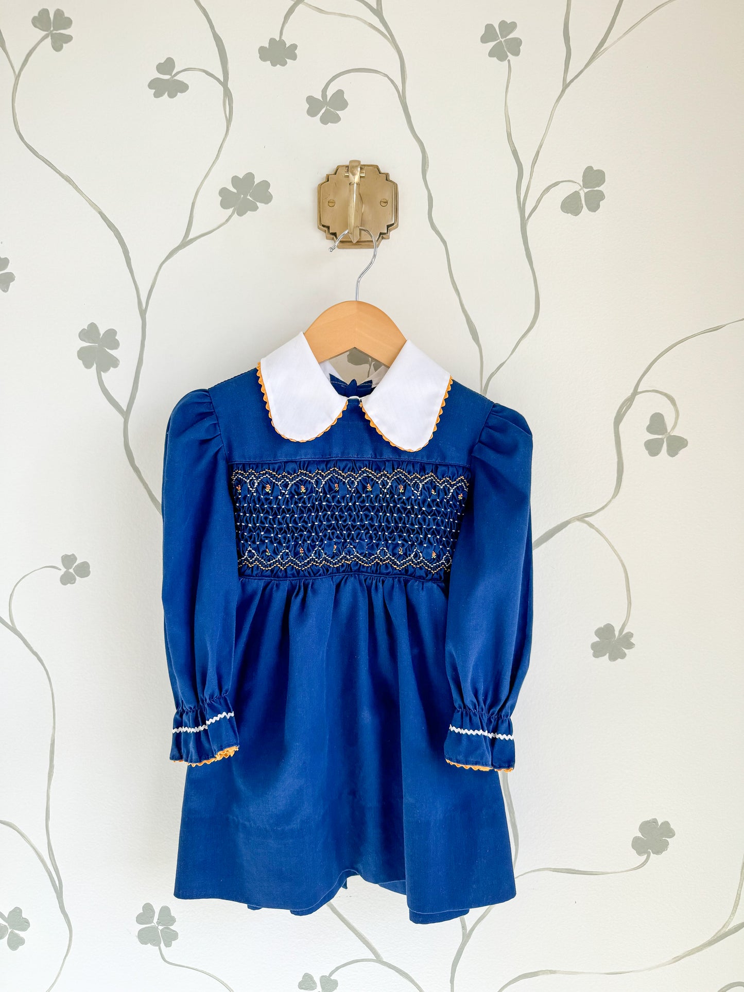 Vintage Polly Flinders Smocked Navy Dress - 4