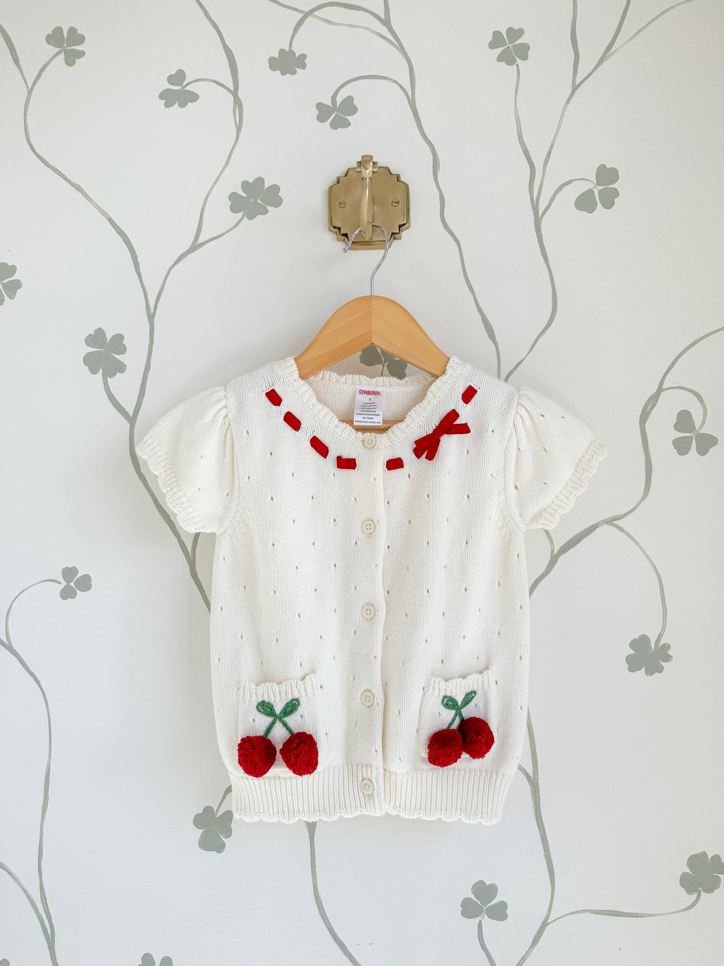 Vintage Gymboree '05 Cream Cherry Cardigan - 5 Years