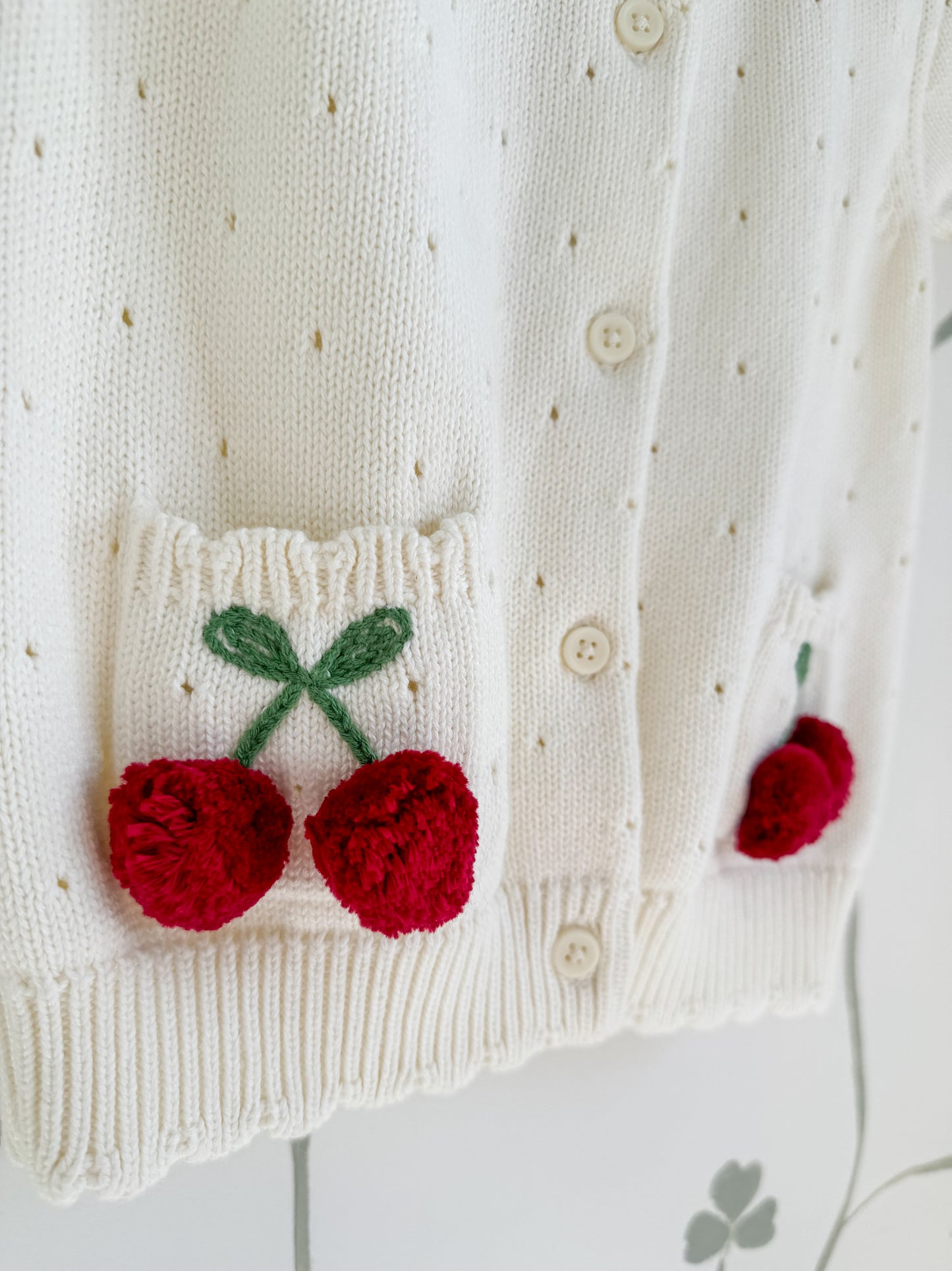 Vintage Gymboree '05 Cream Cherry Cardigan - 5 Years