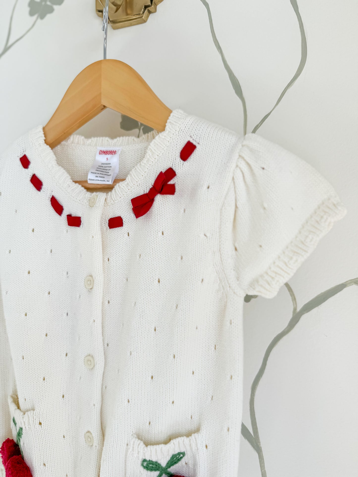 Vintage Gymboree '05 Cream Cherry Cardigan - 5 Years