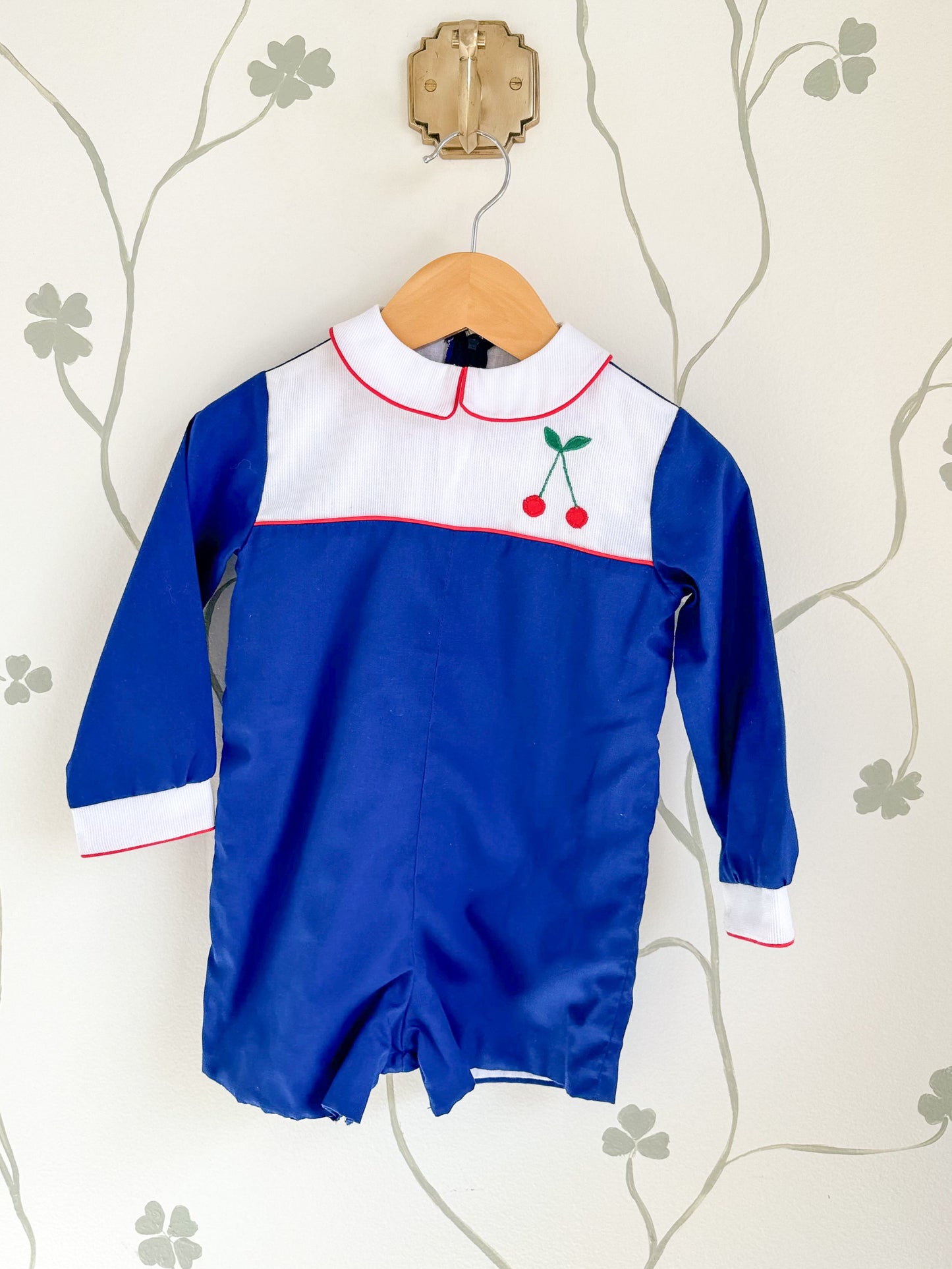 Vintage Fantasia Too Navy Cherry Romper - 2T