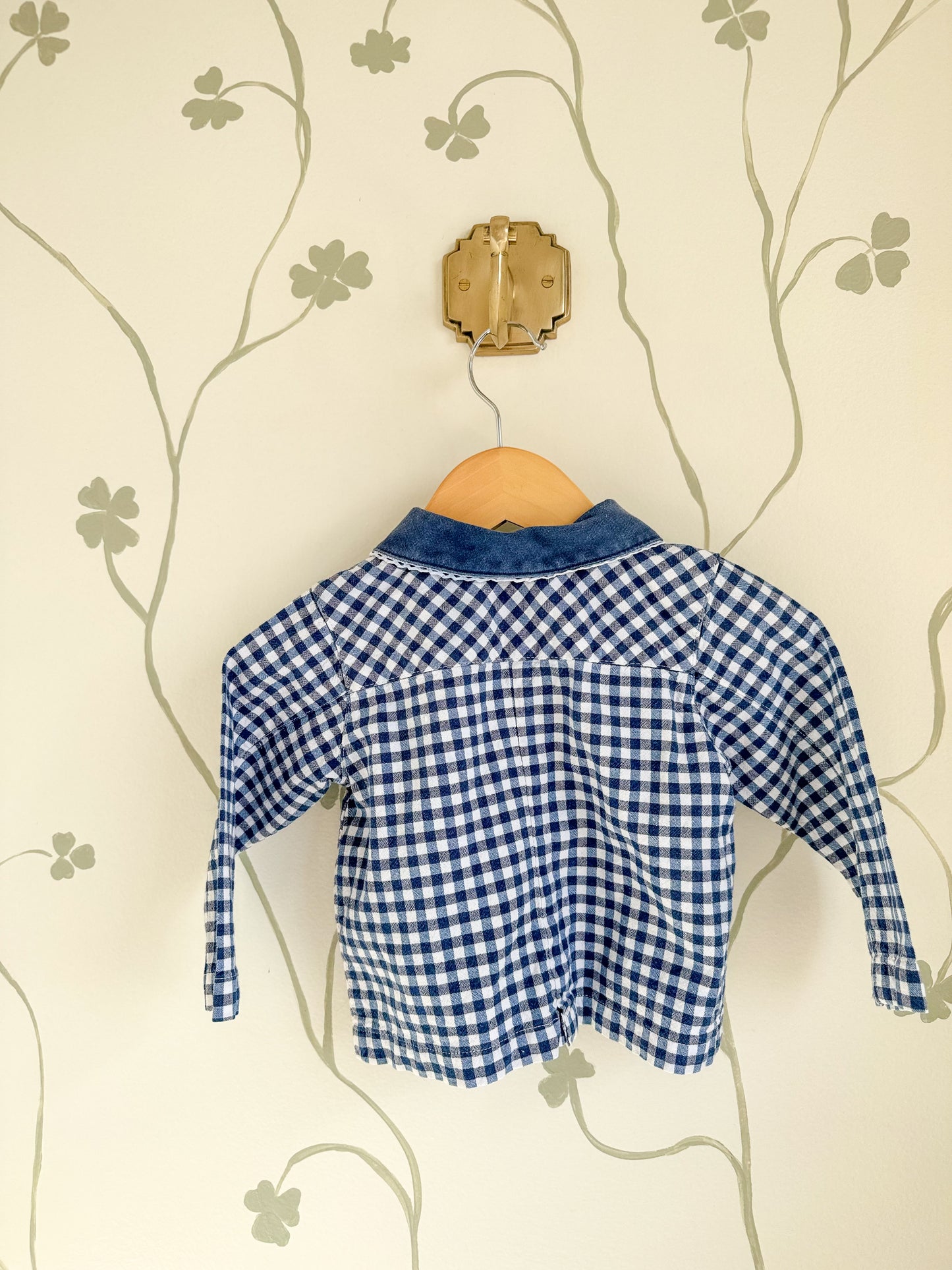 Vintage Navy Gingham Spring Daisy Top - 18M