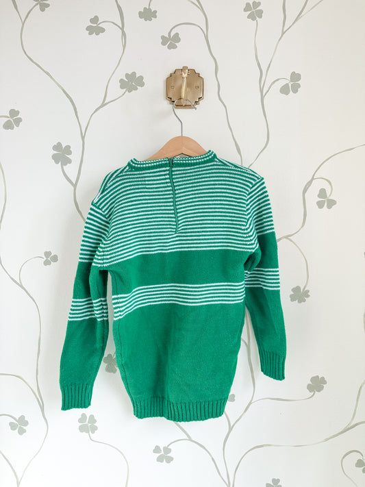 Vintage 1950's Green Strawberry Sweater 8-10 Years